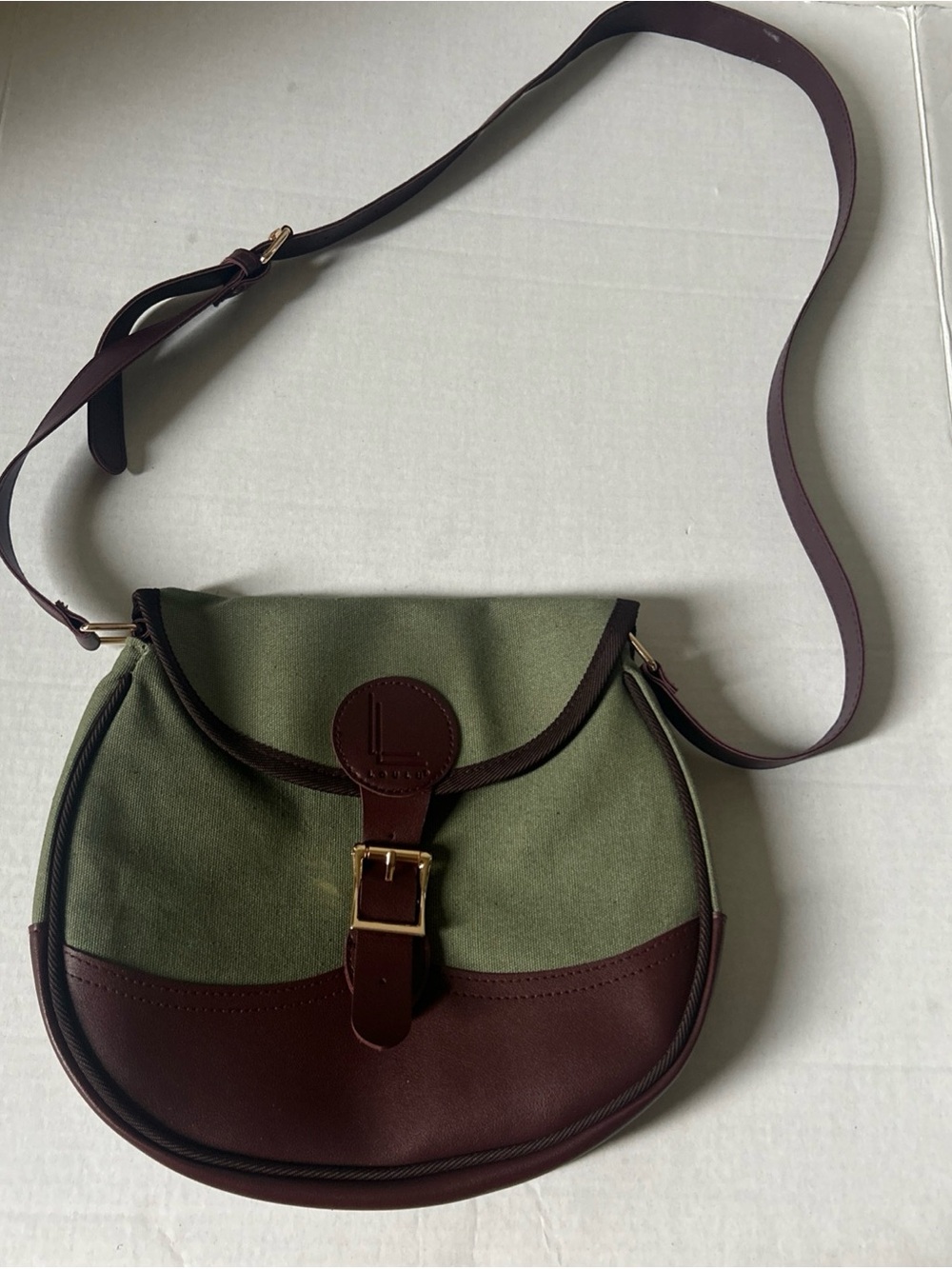 Loulu Olive Green & Burgundy Purse With Strap